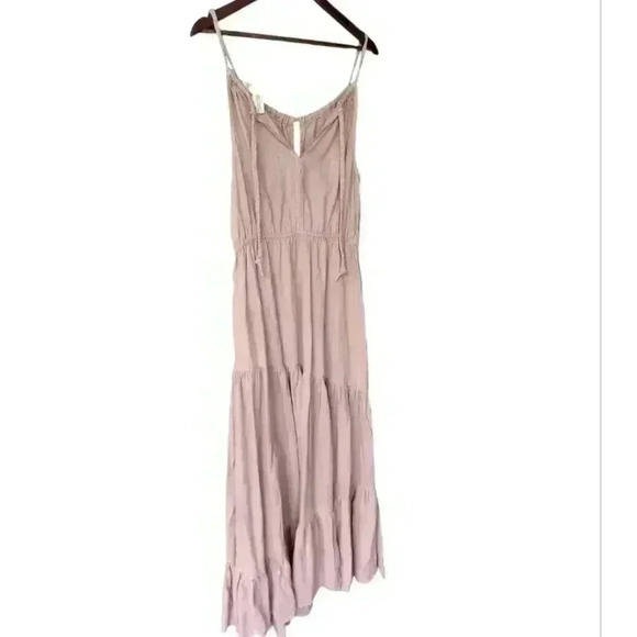 NWOT Rachel Zoe Linen Blend Muted Mauve Tiered Maxi Dress - Picture 6 of 9
